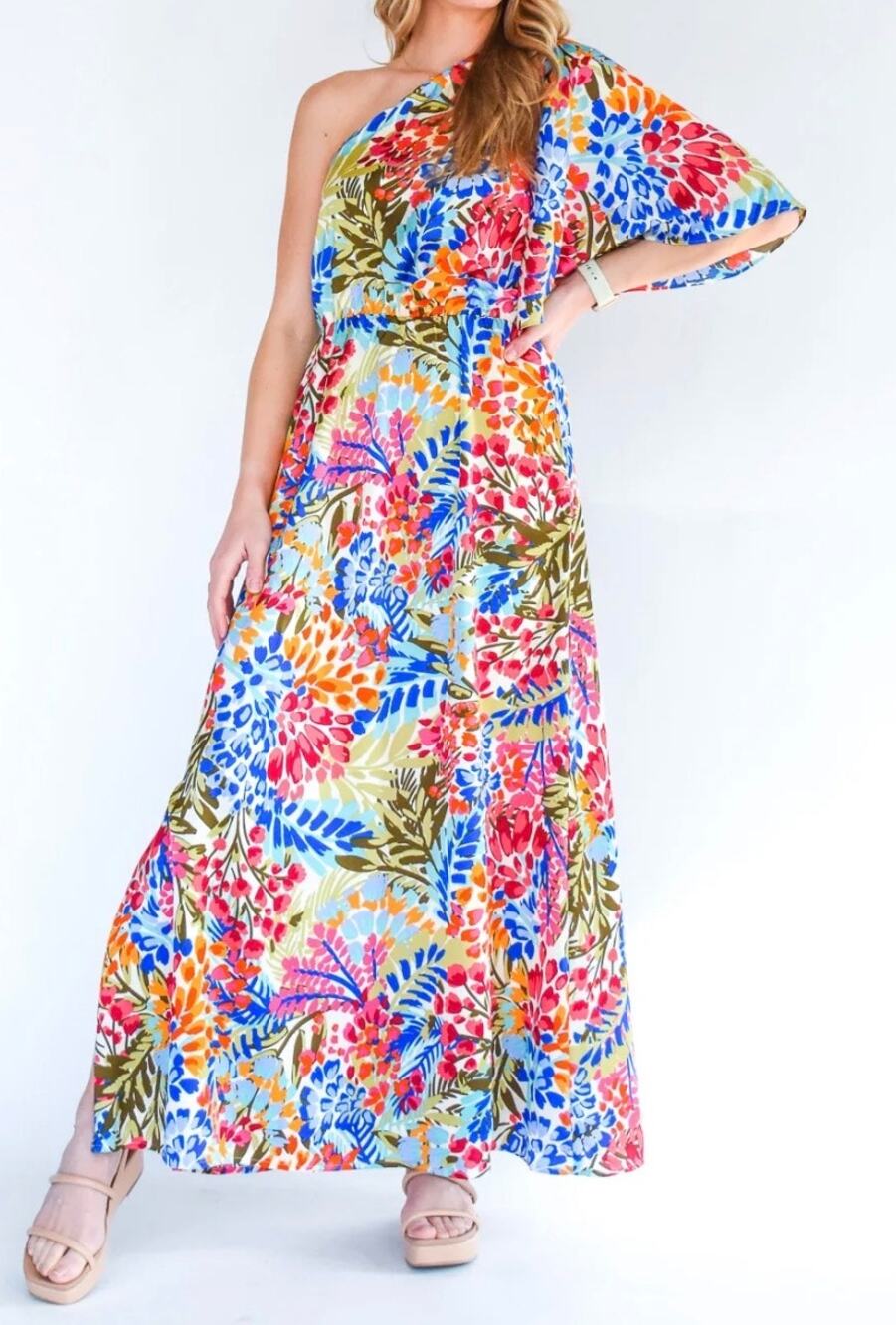 Sugarlips small Rain Dance One Shoulder Satin Maxi Dress $98.00 small